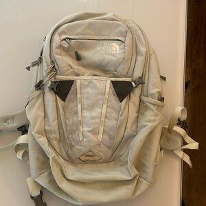 White north face backpack